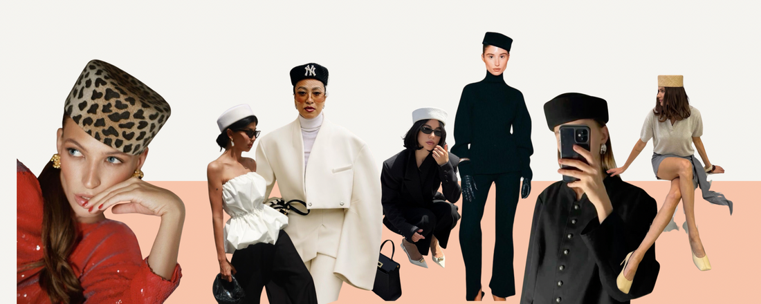 An image of a pillbox hat collage 