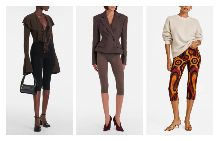 models wearing a variety of designer edit Capri pants