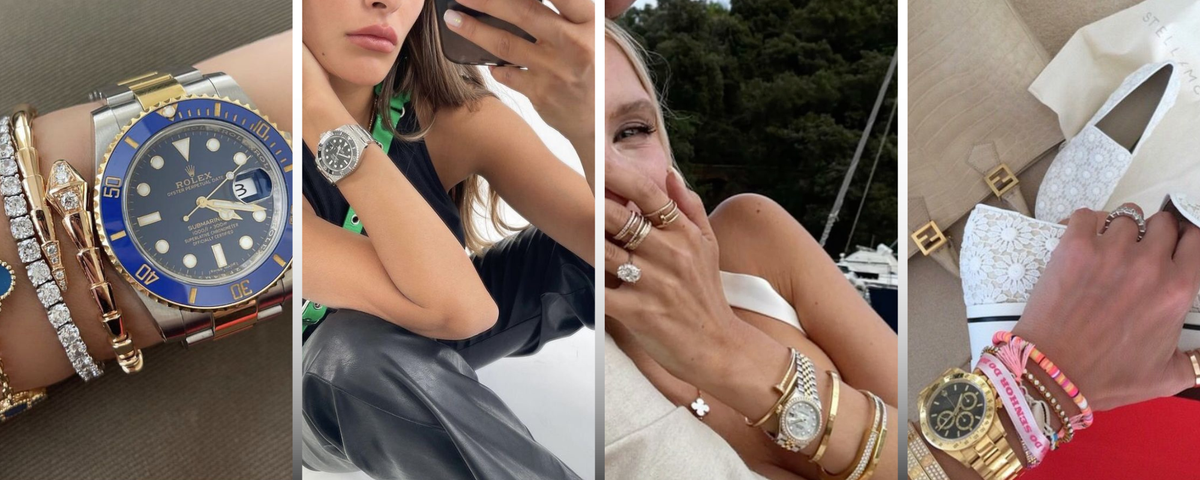 A collage of Rolexes styled in various ways 