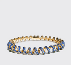 Yellow Gold Blue Sapphire Slinkee Bangle