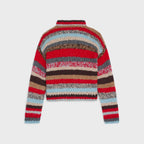 Polo Sweater in Mouline Alpaca and Wool — Red/Multicolor