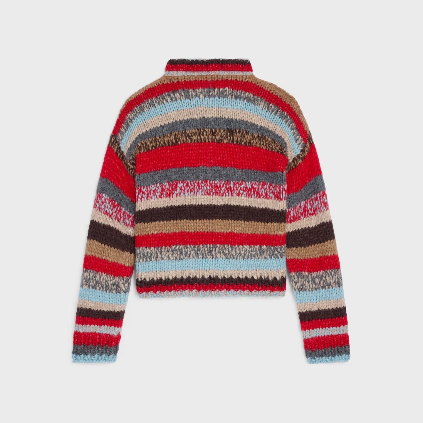 Polo Sweater in Mouline Alpaca and Wool — Red/Multicolor