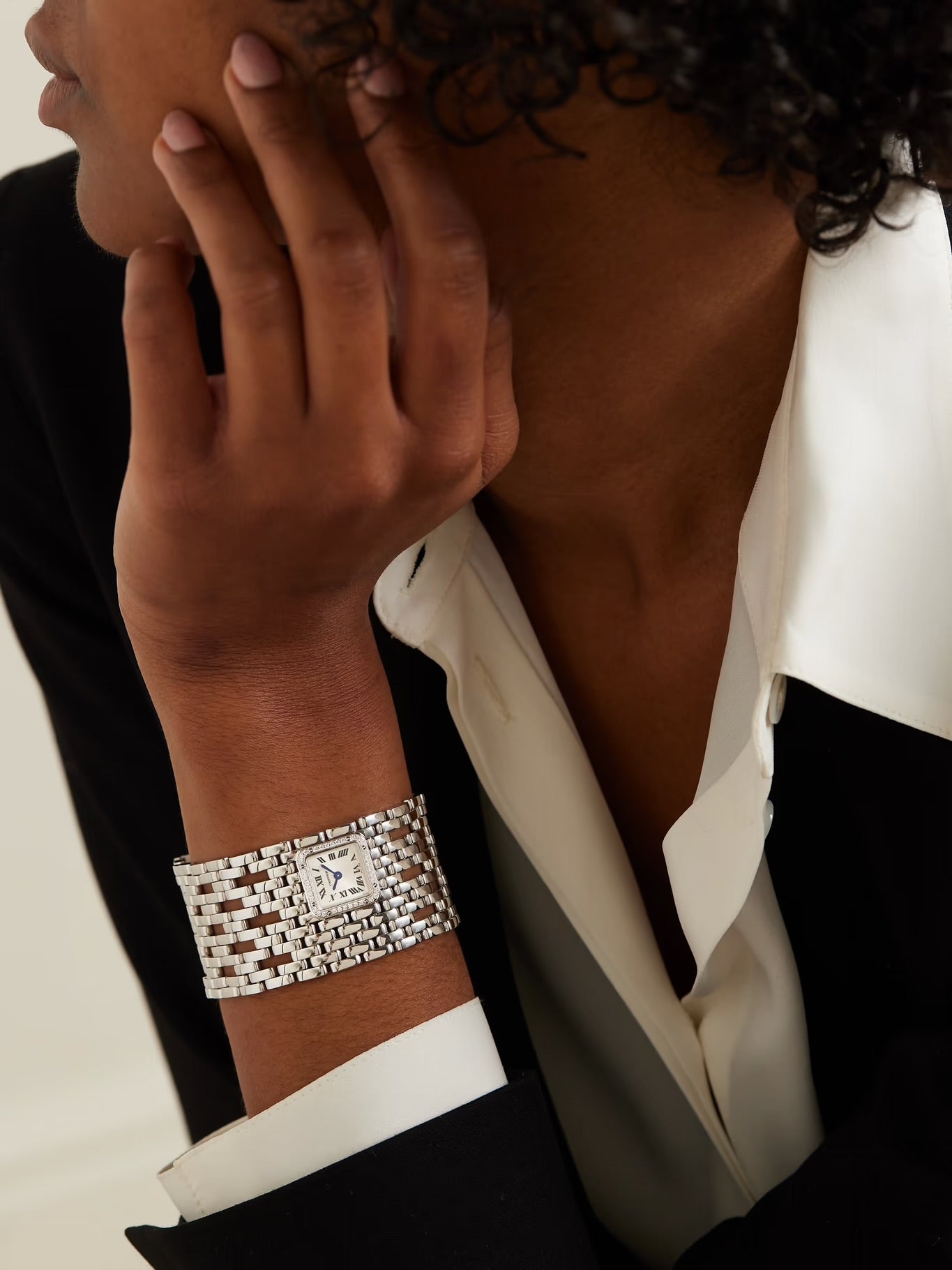 Panthère de Cartier Manchette 40mm 18-Karat White Gold and Diamond Watch
