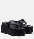 Chloé Nama Leather Platform Thong Sandals – Black