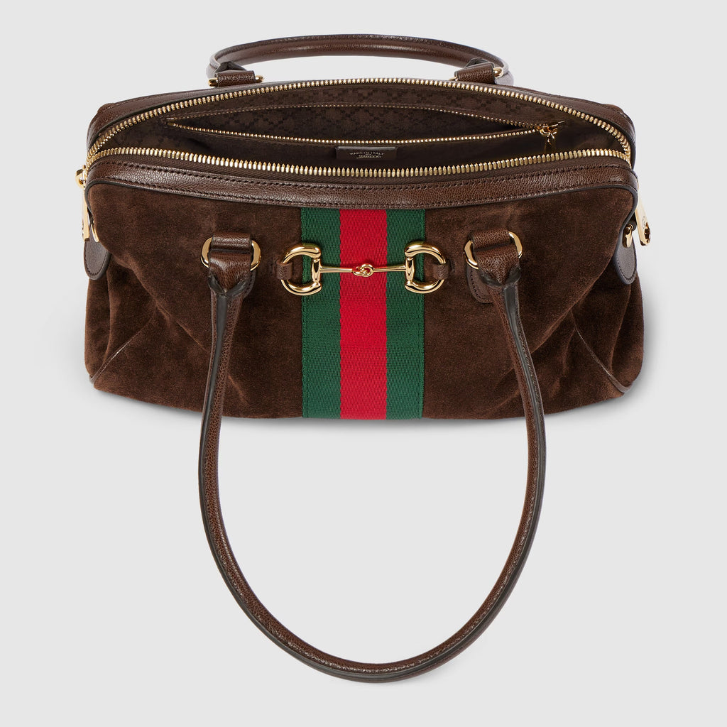 Borsetto Medium Boston Bag in Suede