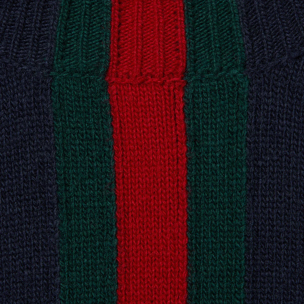Fine Knit Wool Sweater with Web Stripe