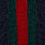 Fine Knit Wool Sweater with Web Stripe
