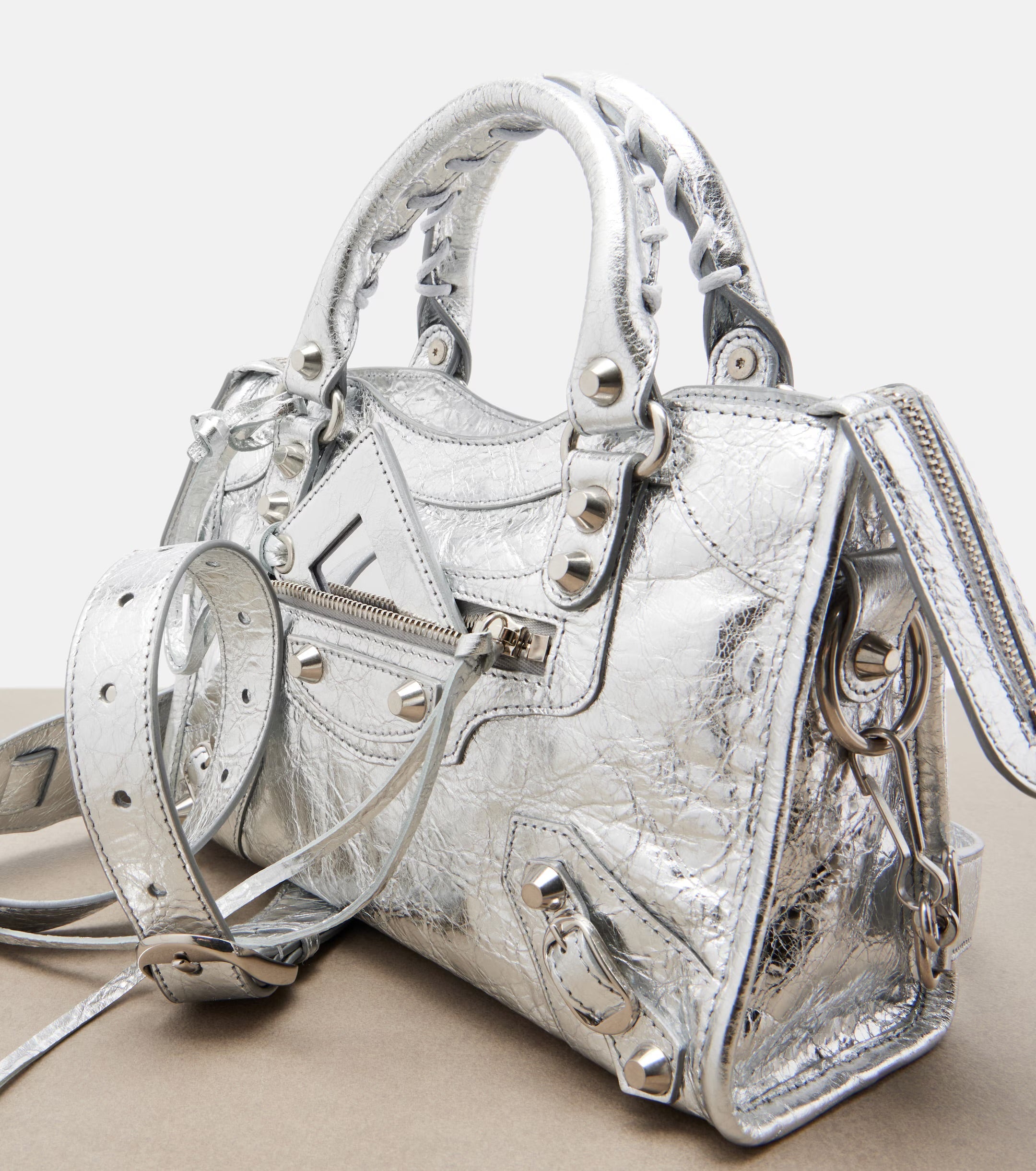 Balenciaga Le City Small Leather Tote Bag – Silver