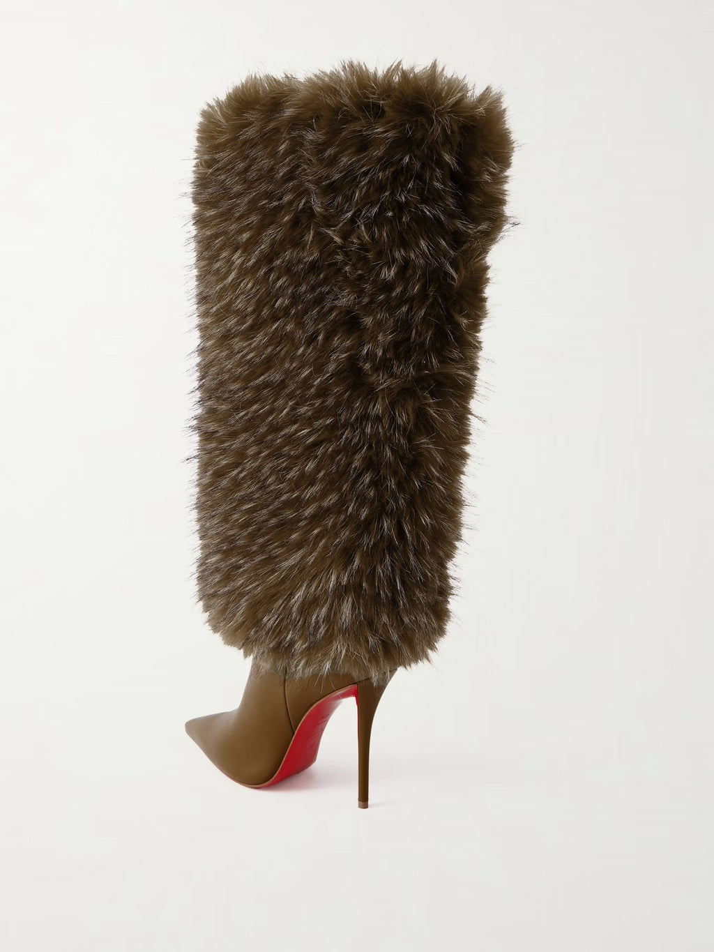 Christian Louboutin Yangare 100 Plush and Leather Knee Boots