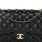 Caviar Quilted Jumbo Double Flap Black