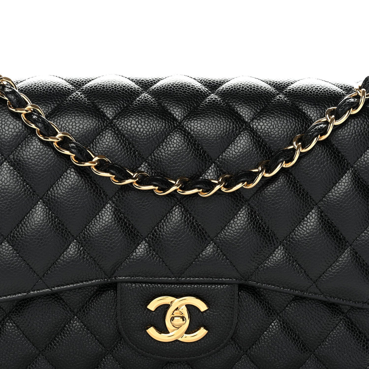 Caviar Quilted Jumbo Double Flap Black