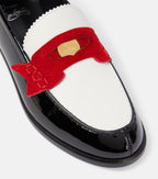 Christian Louboutin Penny Suede-Trimmed Patent Leather Loafers