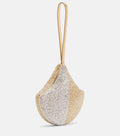 Bvlgari Ginkgo Crystal-Embellished Suede Clutch – Gold