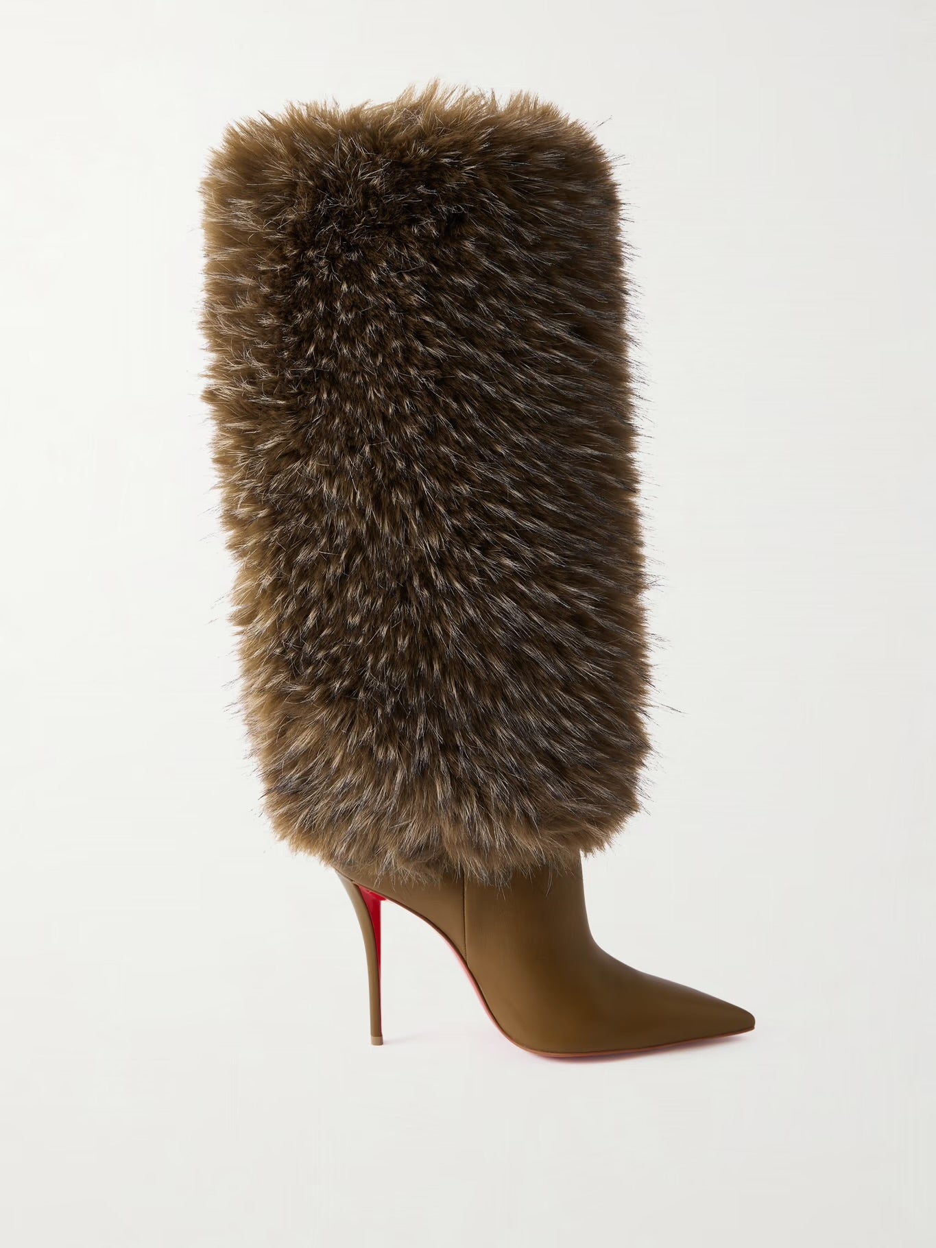 Christian Louboutin Yangare 100 Plush and Leather Knee Boots