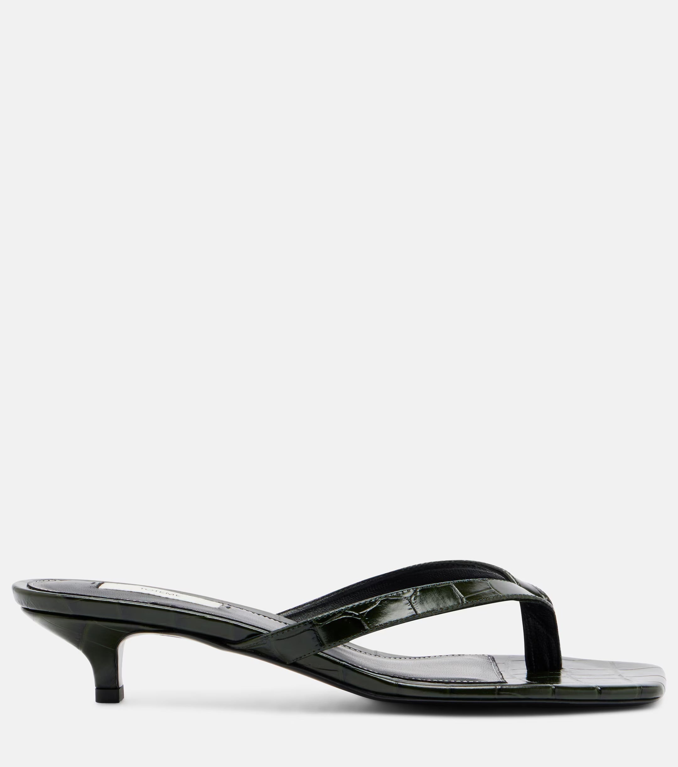 Toteme Croc-Effect Leather Thong Sandals – Green