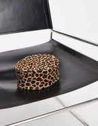 ASOS Design Hair On Leather Pillbox Hat in Leopard Print