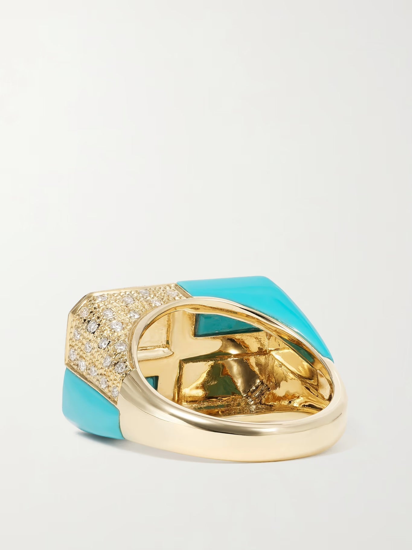 9-Karat Gold, Turquoise and Diamond Ring