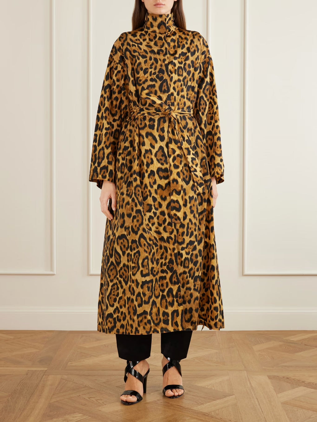 Alaïa Belted Leopard-Print Ocelot Taffeta Trench Coat