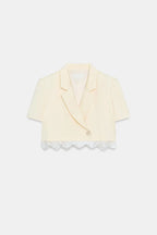 Contrast Lace Cropped Blazer