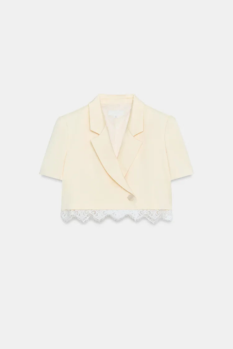 Contrast Lace Cropped Blazer