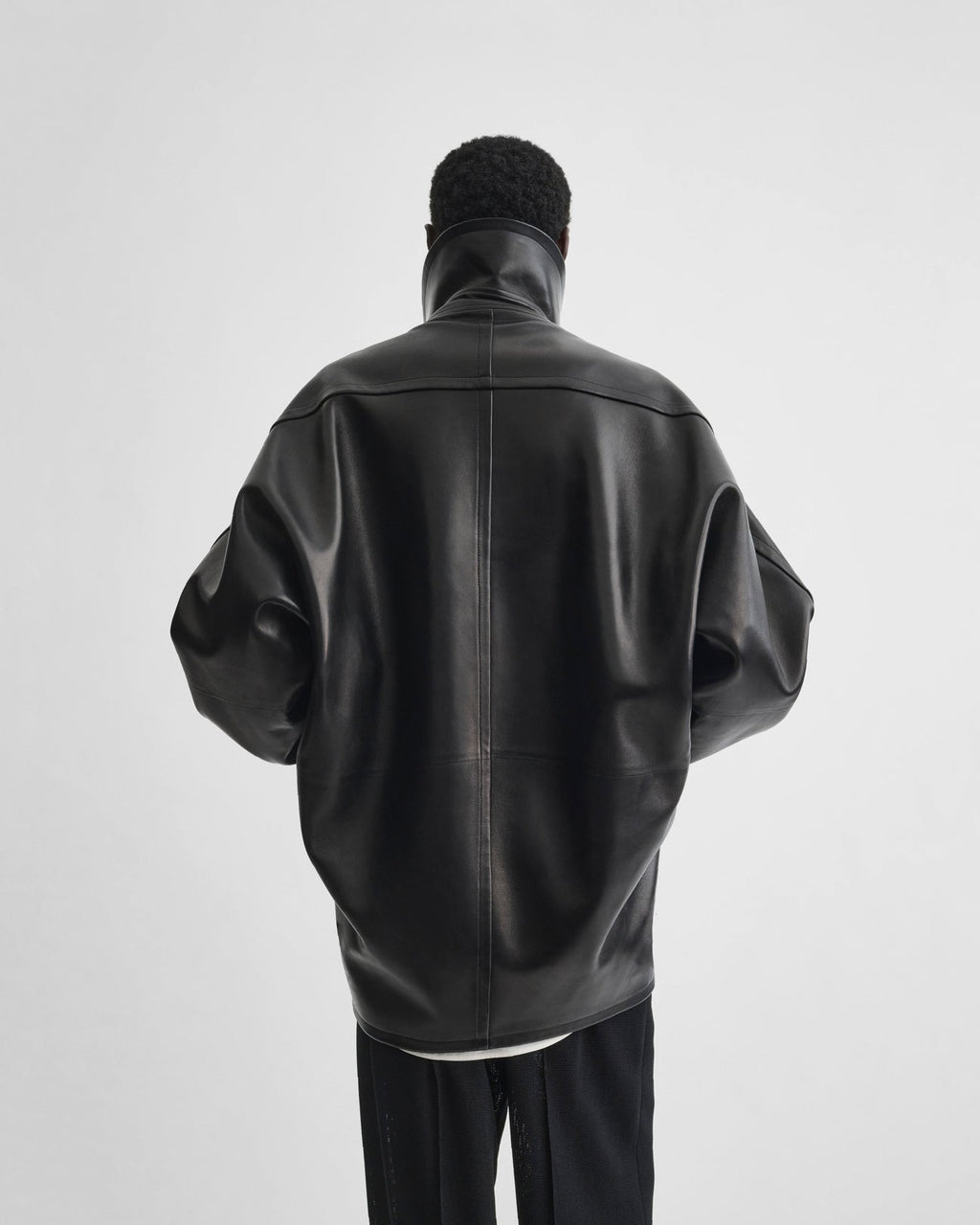 Swathe Jacket in Black Leather