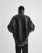 Swathe Jacket in Black Leather