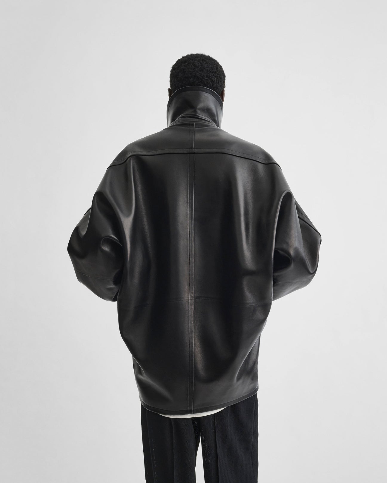 Swathe Jacket in Black Leather