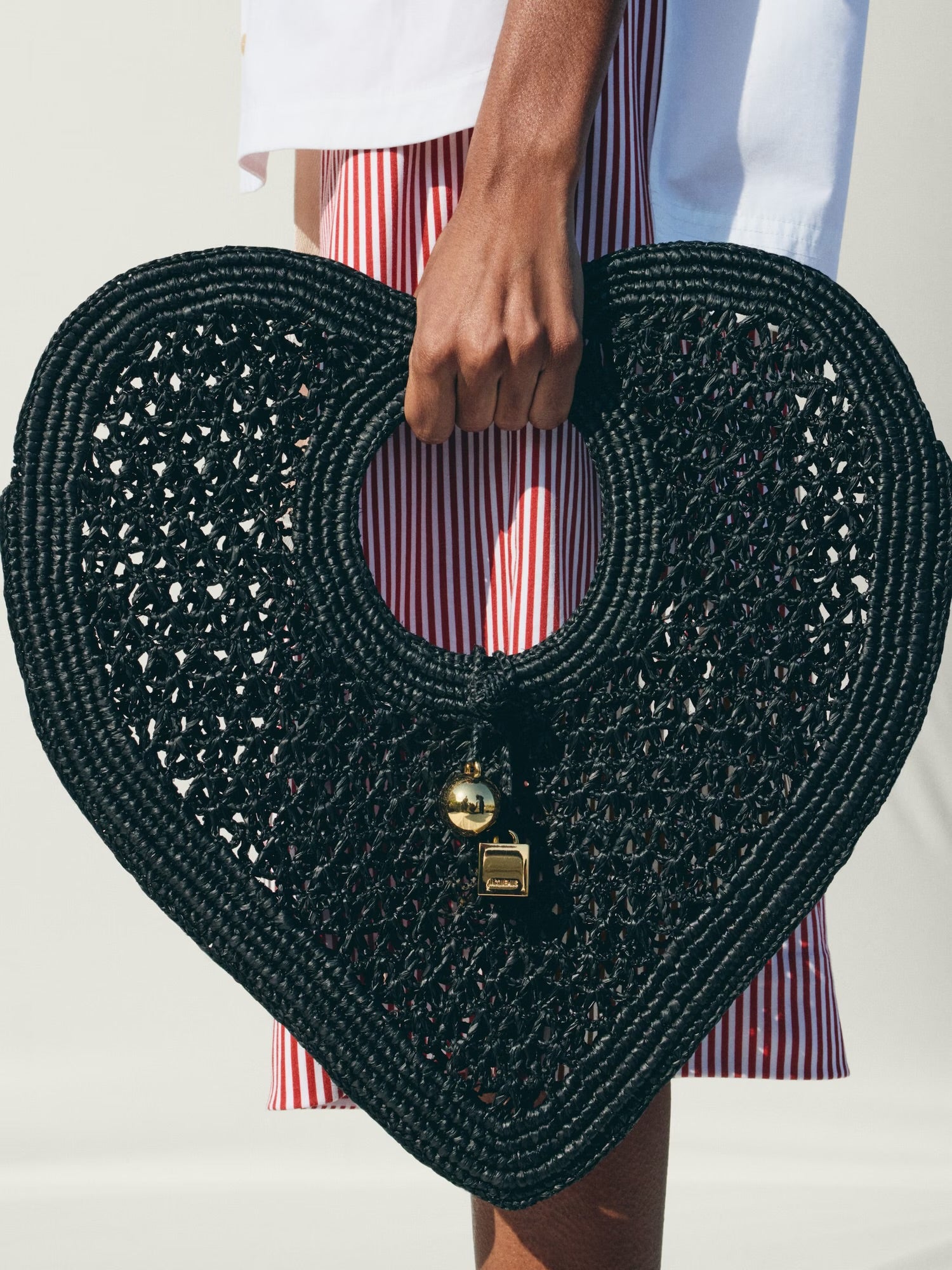 Jacquemus Spiaggia Coeur Heart Raffia Bag