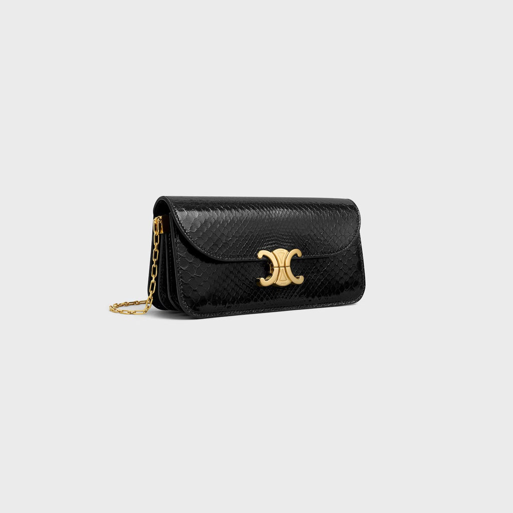 Céline Small Chain Triomphe in Python – Black