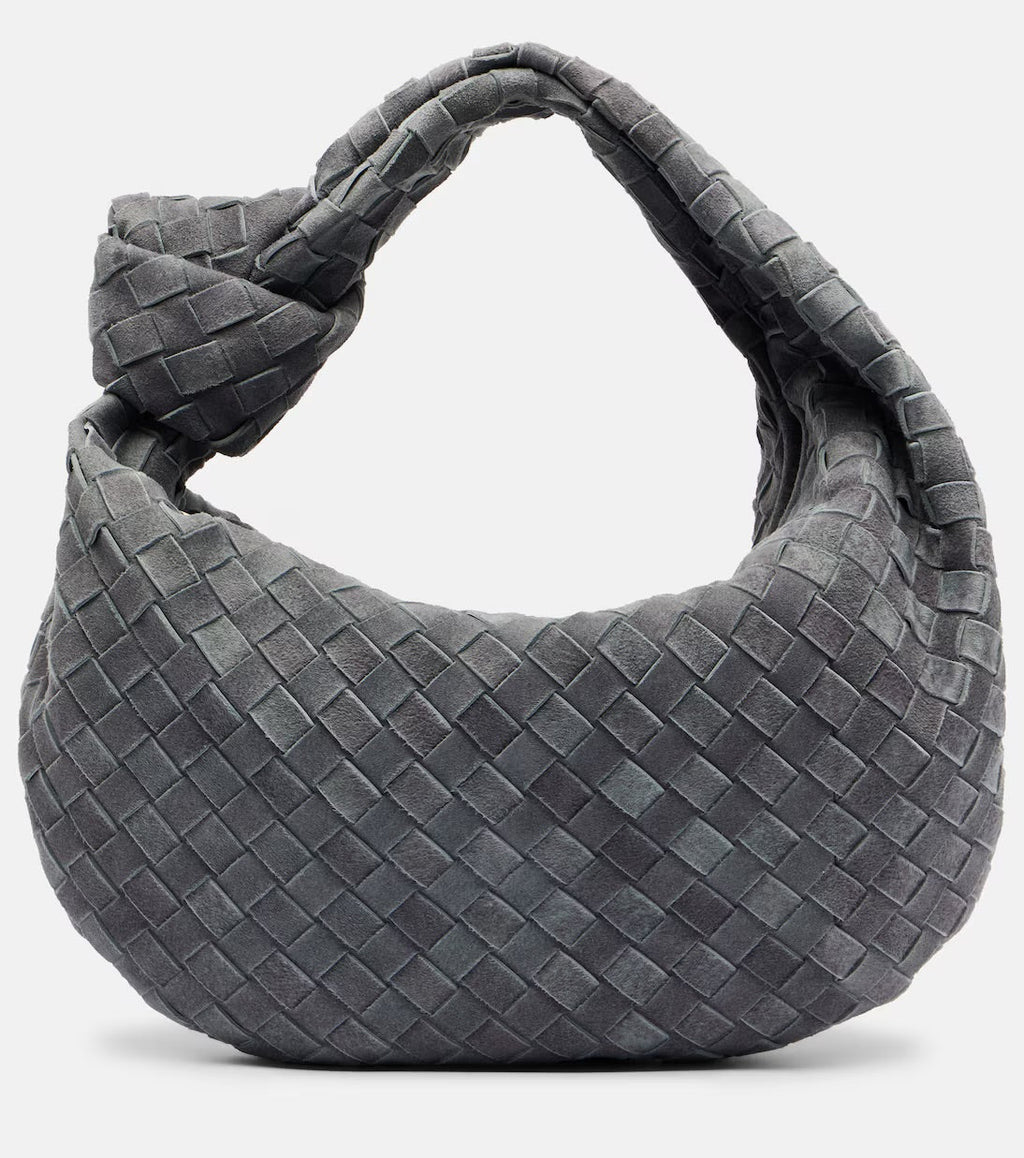 Bottega Veneta Jodie Small Intrecciato Suede Tote – Grey