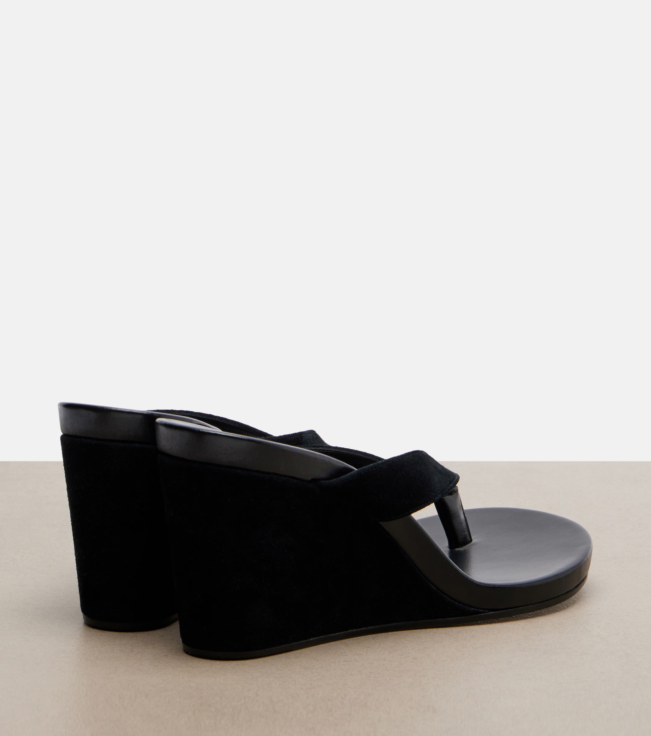 Phoebe Philo Suede Wedge Thong Sandals – Black