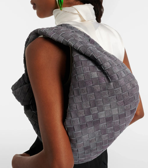 Bottega Veneta Jodie Small Intrecciato Suede Tote – Grey