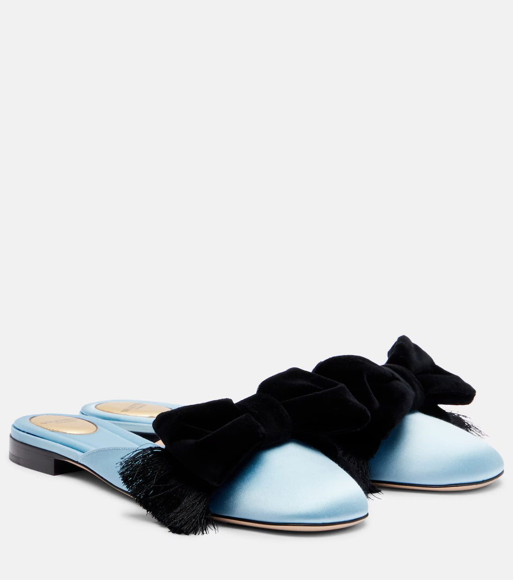 Valentino Garavani Reinette Fringed Bow Mules