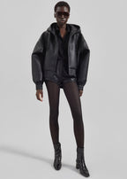 Jackson Faux Leather Bonded Bomber - Black