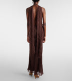 ROTATE Polka-Dot Halterneck Maxi Dress