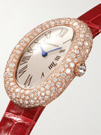 Cartier Baignoire Medium 18-Karat Gold, Alligator and Diamond Watch