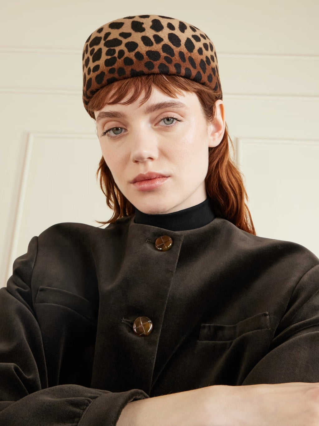 Lauren Leopard-Print Wool-Felt Pillbox Hat