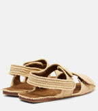 Khaite Boden Leather-Trimmed Raffia Sandals