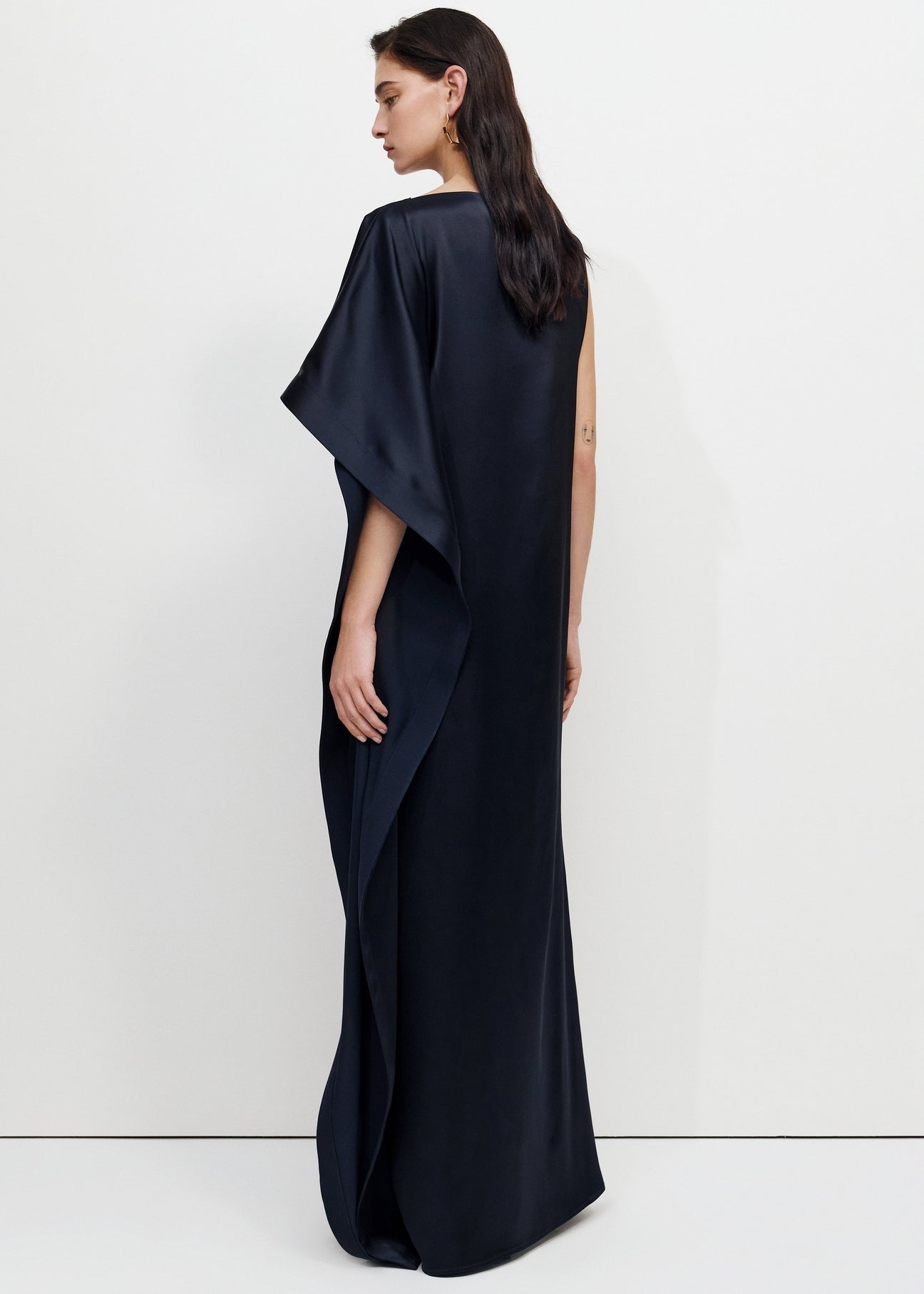 Bevza Asymmetric Maxi Dress - Dark Ink Navy