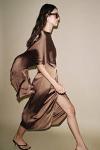 Satin Cape Midi Dress