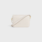 Céline Teen Triomphe Bag in Shiny Calfskin with Enamel Closure – White Cotton/Black
