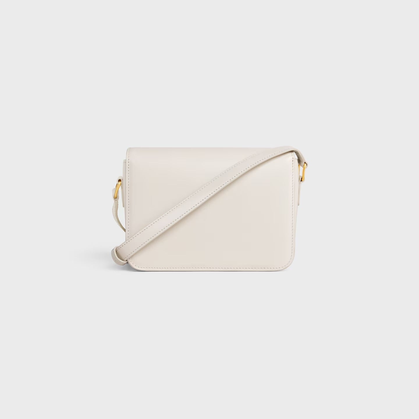 Céline Teen Triomphe Bag in Shiny Calfskin with Enamel Closure – White Cotton/Black
