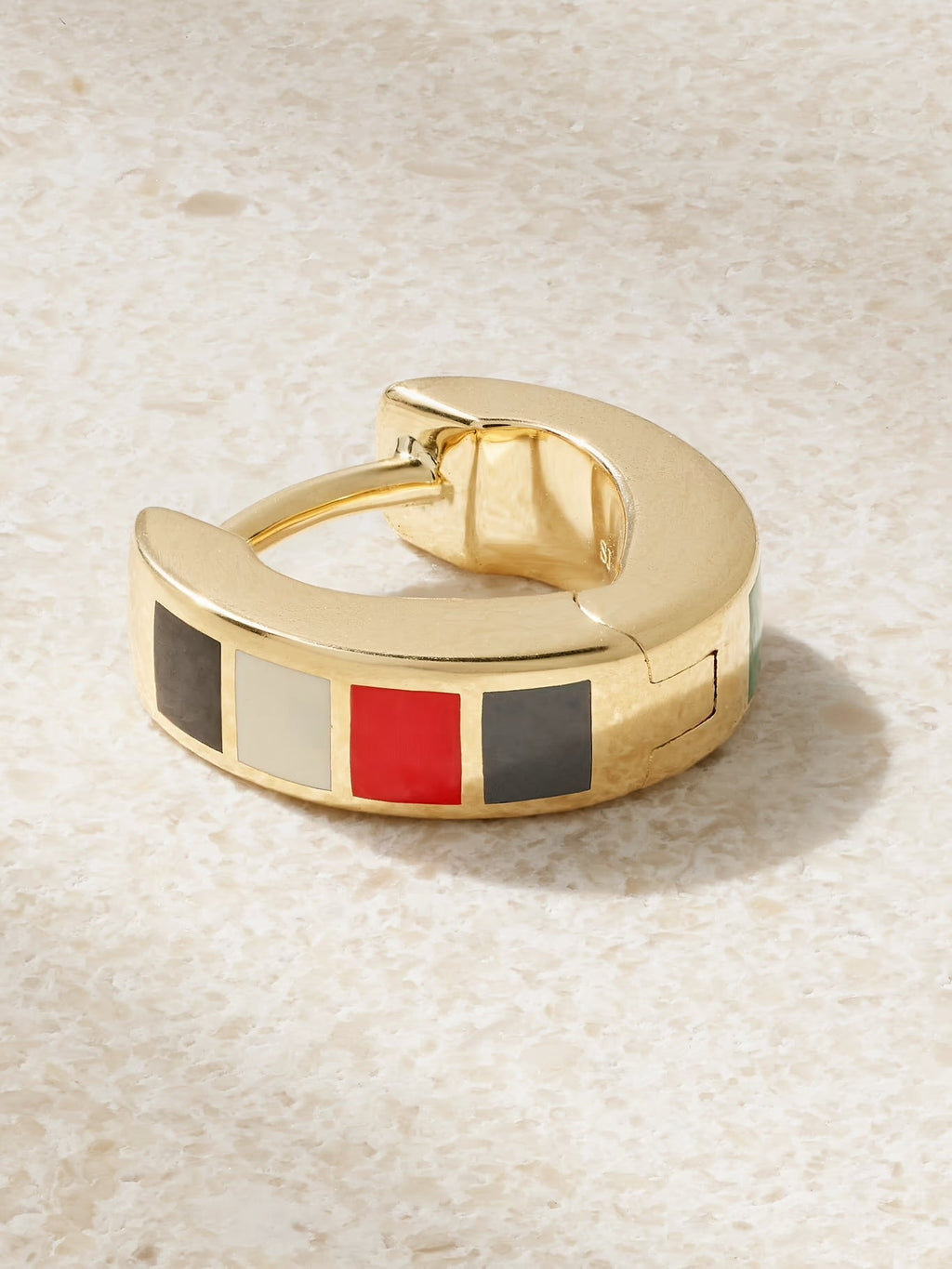 Internal Compass Tenet Ceramic Single Hoop Earring, 18K Gold