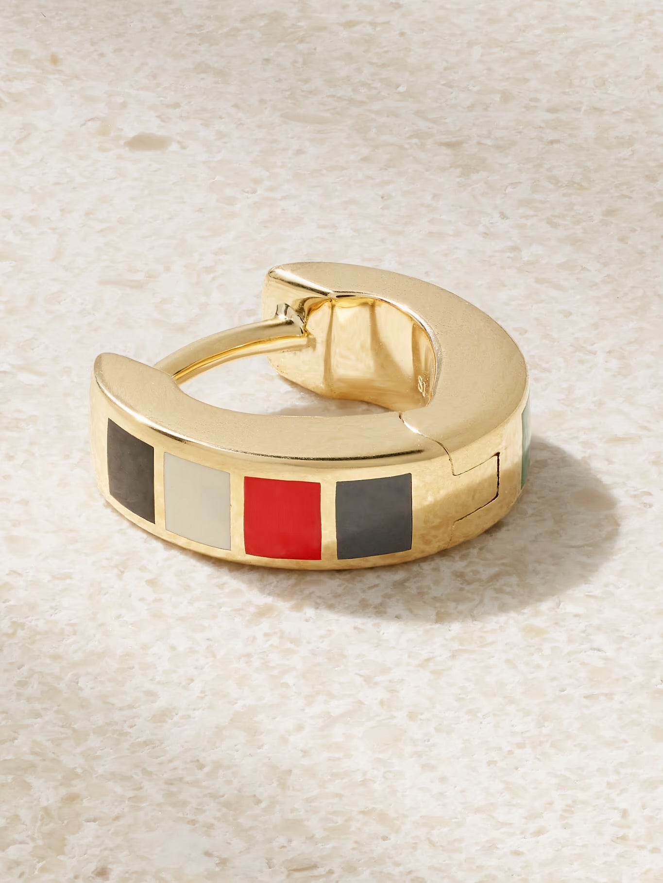 Internal Compass Tenet Ceramic Single Hoop Earring, 18K Gold