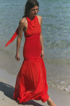 Combined Voluminous Halter Dress