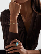 9-Karat Gold, Turquoise and Diamond Ring