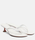 Amina Muaddi Juliette Leather Thong Sandals – White