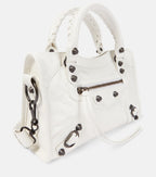 Balenciaga Le City Mini Leather Shoulder Bag White