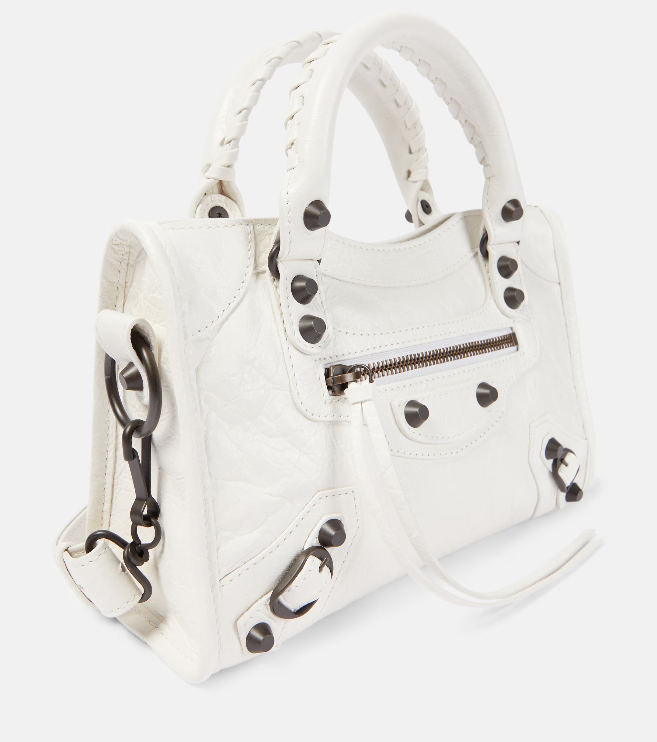 Balenciaga Le City Mini Leather Shoulder Bag White
