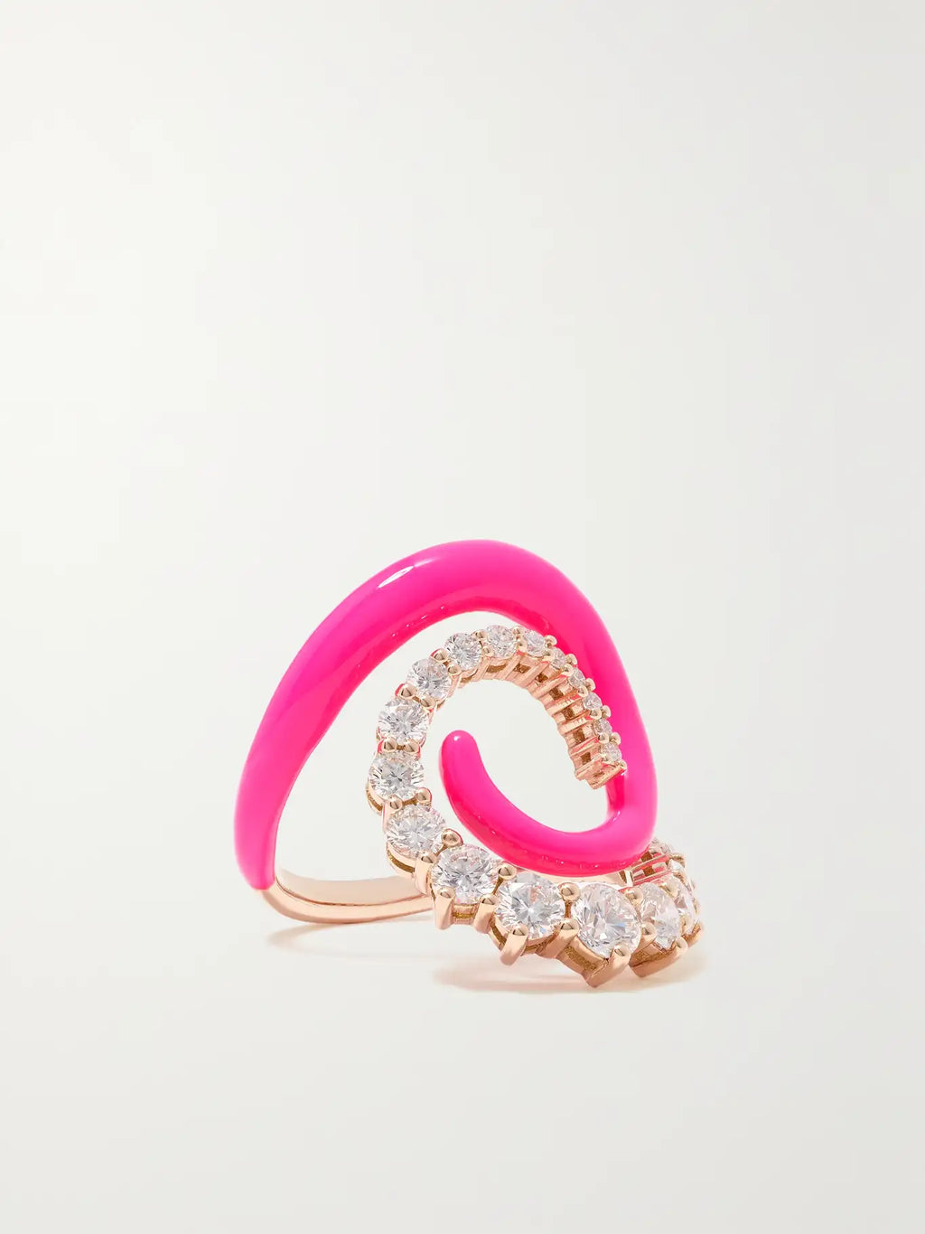 Riley Diamond and Enamel Ring, 18K Pink Gold